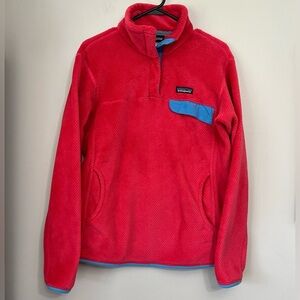 Patagonia Womens Retool Snap T Fleece Pullover Size Large Polartec Pink & Blue